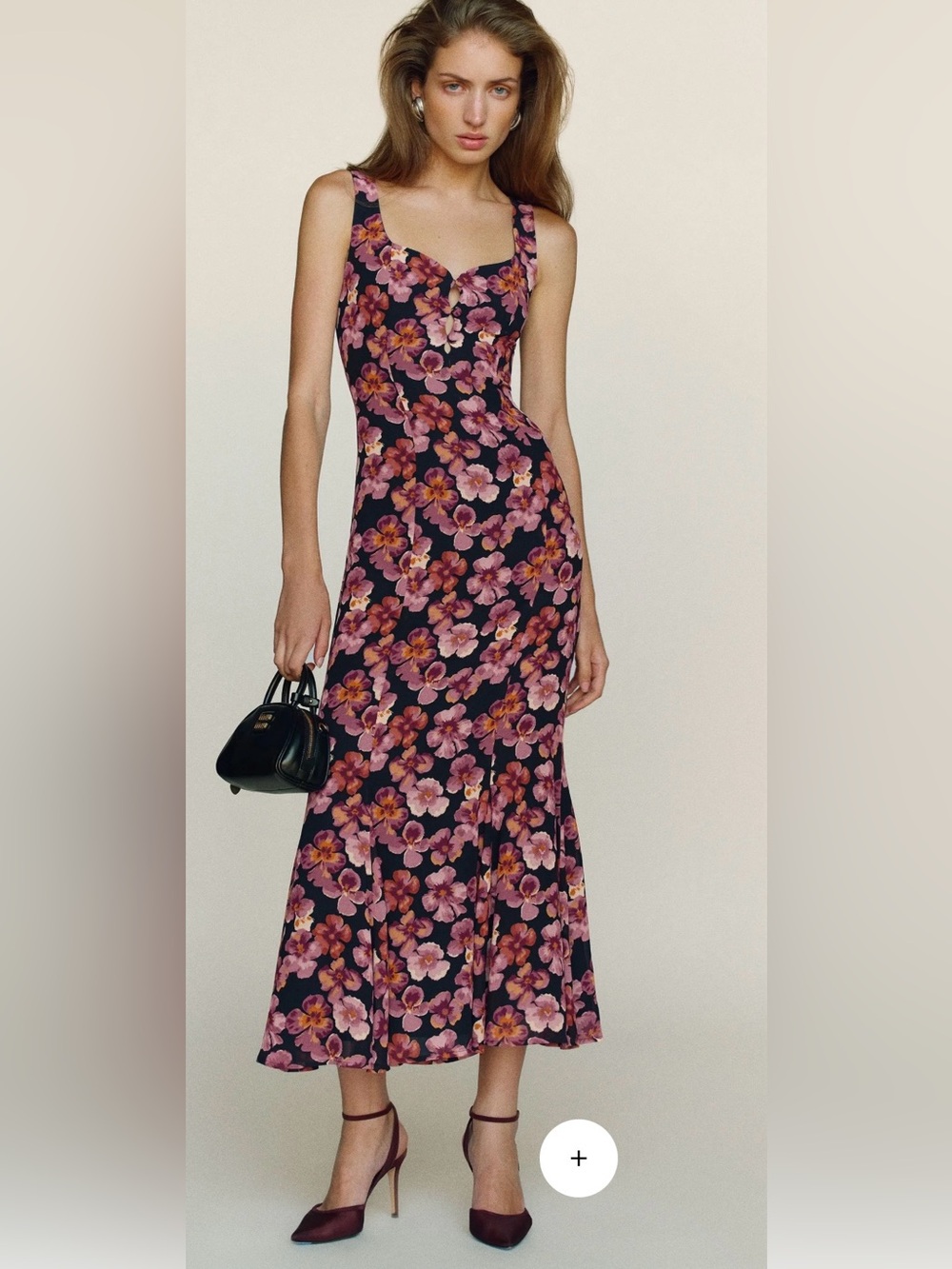Reformation Laine Dress- Navy/Pink Floral